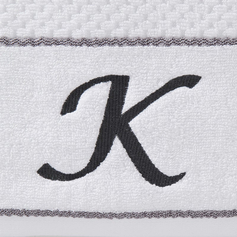SKL Home by Saturday Knight Ltd. Monogram "K" Bath and Hand Towel Set, White, 4-pack - Image 3
